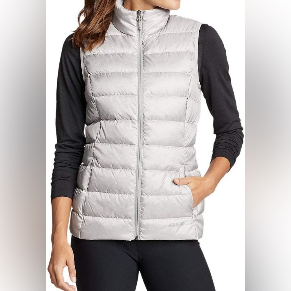 Eddie Bauer Cirruslite Down Puffer Vest in Light Gray Women's XS $109